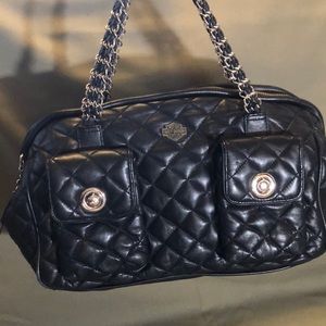 Harley Davidson black leather quilted shouldersBag